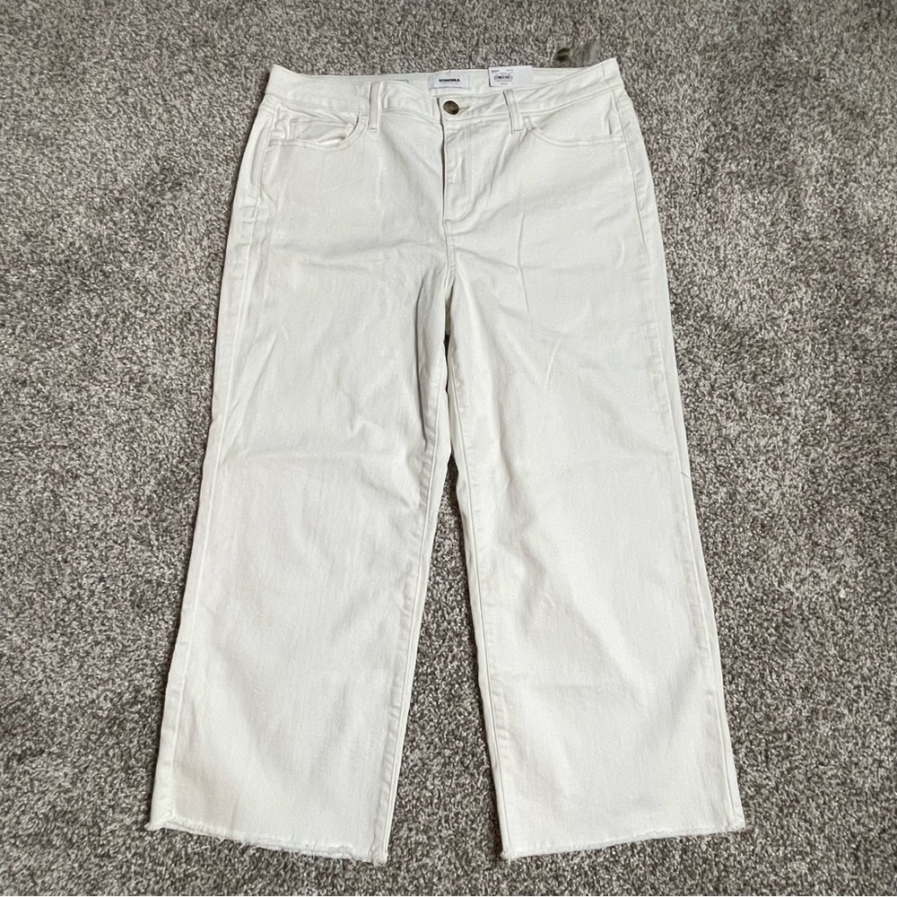 Sonoma Goods For Life Off White Wide Leg Crop High Rise Jeans NWT 16R